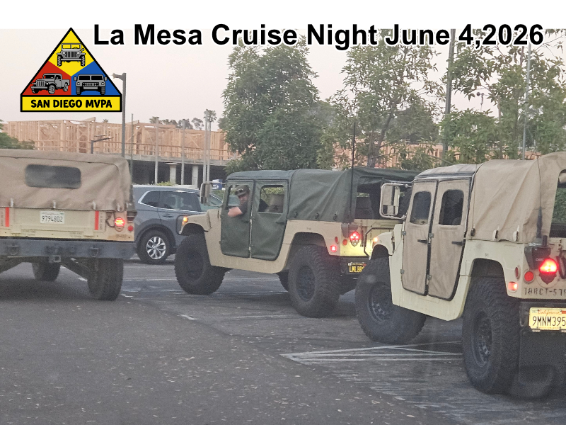 Humvees convoying at La Mesa Cruise Night June 4 2026